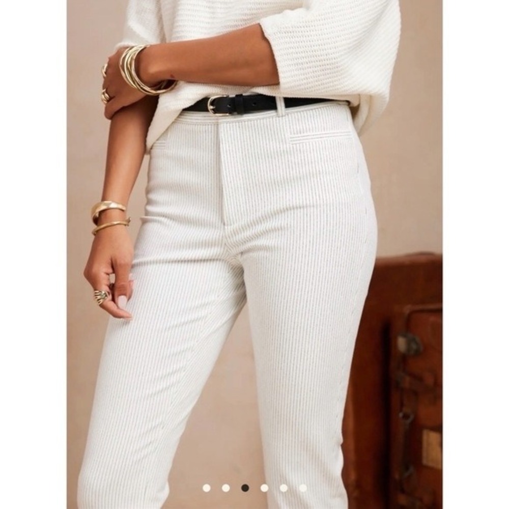 Banana Republic Sloan Pinstripe‎ Dress Pants Womens 14 White Straight Tailor